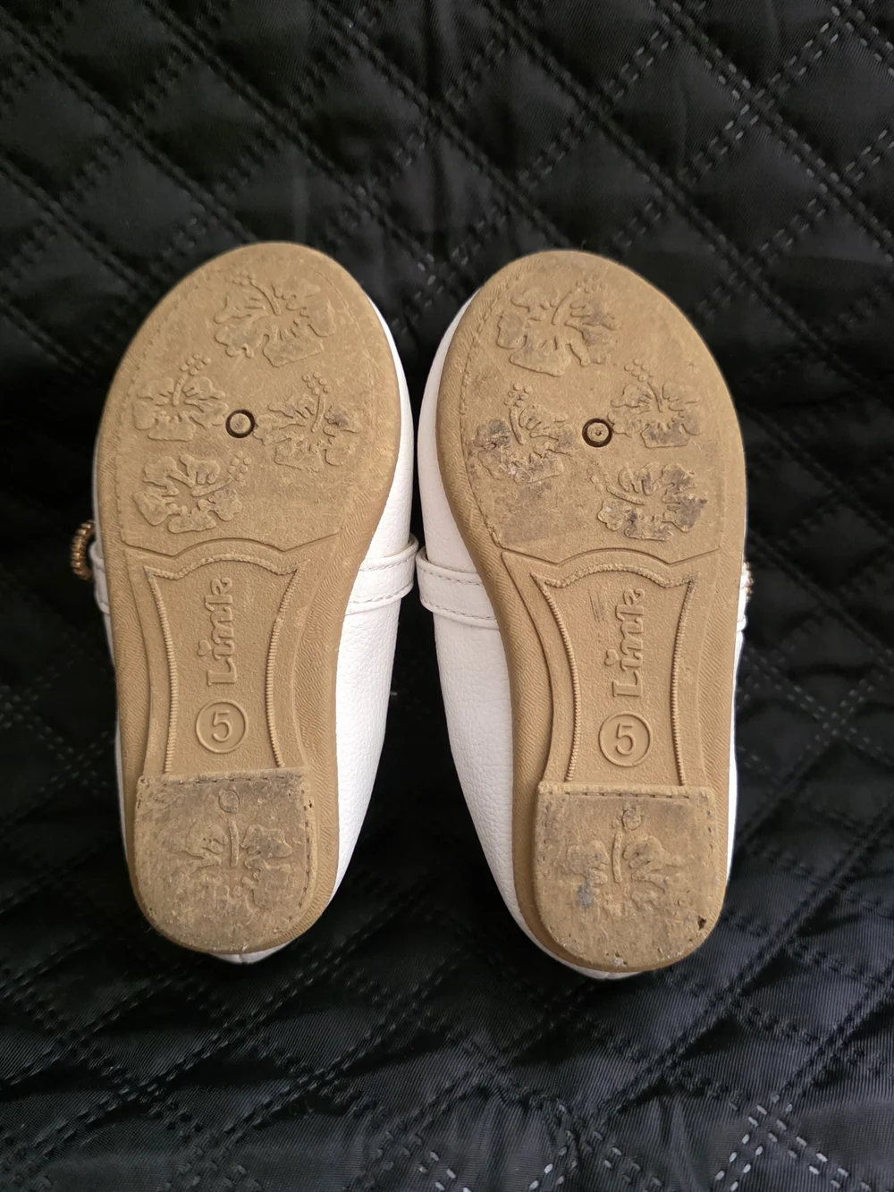 Link Comfort Toddler Girl White Mary Jane Flats Rhinestone Strap Sz 5